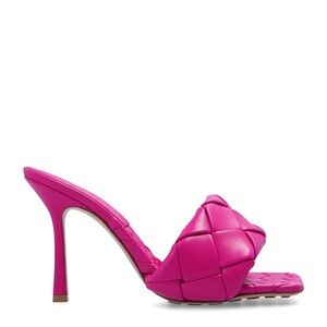 Bottega Veneta Lido Heeled Sandals in Hot Pink